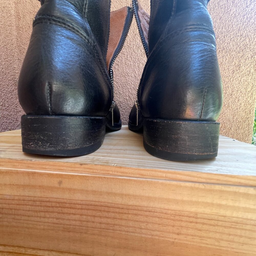 Frye Vicky Engineer 6 inch black 100% leather buckle moto boots ankle booties - Picture 12 of 16